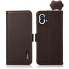 For Nothing Phone 1 KHAZNEH Side-Magnetic Litchi Genuine Leather RFID Phone Case (Marrón)