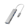 Ranura para tarjeta 5 en 1 tipo C a SD / TF + 3 puertos USB Estación de acoplamiento multifuncional HUB (Plata)