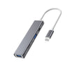 5 en 1 8 pines a ranura para tarjeta SD / TF + 3 puertos USB HUB de estación de acoplamiento multifuncional (gris)