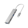 5 en 1 8 pines a ranura para tarjeta SD / TF + 3 puertos USB Estación de acoplamiento multifuncional HUB (Plata)