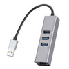 SL-030 USB a Gigabit Ethernet RJ45 y 3 x USB 3.0 Adaptador Convertidor HUB (Gris)