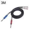 3051K63 Dual RCA Macho a Dual 6.35mm 1/4 inch Male Mixer Audio Cable, Longitud: 3m