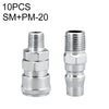 LAIZE SM+PM-20 10 piezas tipo C autobloqueo tubo de aire neumático conector de ajuste rápido