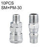 LAIZE SM+PM-30 10 piezas tipo C autobloqueo tubo de aire neumático conector de ajuste rápido