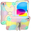 Para iPad 10th Gen 10.9 2022 Butterfly Kickstand Heavy Duty Hard Rugged Tablet Case (oro rosa colorido)