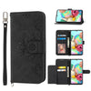 For Nothing Phone 1 Estuche para teléfono de cuero tipo billetera con relieve de flores con tacto de piel (negro)
