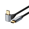 Para Steam Deck Gen2 100W USB-C/Tipo-C macho a USB-C/Tipo-C macho Cable de datos curvo estéreo, Longitud: 2 m