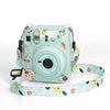 Para FUJIFILM instax mini 12 Crystal Hard Acrylic Camera Case con correa para el hombro (DIY Green Flowers)