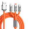 Mech Series 6A 120W 3 en 1 Cable de datos de carga rápida de silicona con enchufe de metal, longitud: 1,2 m (naranja)