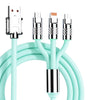 Mech Series 6A 120W 3 en 1 Cable de datos de carga rápida de silicona con enchufe de metal, longitud: 1,2 m (verde menta)