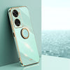 Para Huawei Nova 11 SE XINLI Estuche para teléfono de TPU electrochapado con borde recto 6D y soporte para anillo (verde menta)