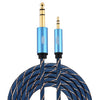 EMK Conector macho de 3,5 mm a conector macho de 6,35 mm chapado en oro Cable auxiliar trenzado de nailon para computadora / X-BOX / PS3 / CD / DVD, longitud del cable: 3 m (azul oscuro)