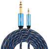 EMK Conector macho de 3,5 mm a conector macho de 6,35 mm chapado en oro Cable auxiliar trenzado de nailon para computadora / X-BOX / PS3 / CD / DVD, longitud del cable: 5 m (azul oscuro)