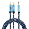 EMK Conector macho de 3,5 mm a 2 x RCA macho Conector chapado en oro Cable de audio para altavoz, Longitud del cable: 1,5 m (azul oscuro)