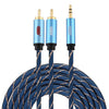 EMK 3.5mm Jack Macho a 2 x RCA Macho Conector chapado en oro Altavoz Cable de audio, Longitud del cable: 5 m (Azul oscuro)