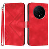 Funda de cuero con diseño de líneas para Honor Magic8 (roja)