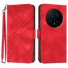 Funda de cuero con diseño de líneas para Honor Magic8 Pro (roja)