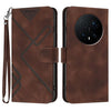 Funda de cuero con textura de piel para Honor Magic8 Pro (café)