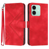 Funda de cuero con diseño de líneas para Honor Play10 4G (roja)