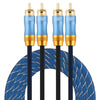 EMK 2 x RCA macho a 2 x RCA macho conector chapado en oro cable de audio coaxial trenzado de nailon para TV / amplificador / cine en casa / DVD, longitud del cable: 2 m (azul oscuro)