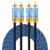 EMK 2 x RCA macho a 2 x RCA macho conector chapado en oro cable de audio coaxial trenzado de nailon para TV / amplificador / cine en casa / DVD, longitud del cable: 3 m (azul oscuro)