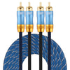 EMK 2 x RCA macho a 2 x RCA macho conector chapado en oro Nylon trenzado cable de audio coaxial para TV / amplificador / cine en casa / DVD, longitud del cable: 5 m (azul oscuro)