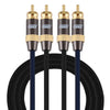 EMK 2 x RCA macho a 2 x RCA macho conector chapado en oro Nylon trenzado cable de audio coaxial para TV / amplificador / cine en casa / DVD, longitud del cable: 1,5 m (negro)