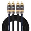 EMK 2 x RCA macho a 2 x RCA macho conector chapado en oro trenzado de nailon cable de audio coaxial para TV / amplificador / cine en casa / DVD, longitud del cable: 2 m (negro)