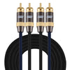 EMK 2 x RCA macho a 2 x RCA macho conector chapado en oro cable de audio coaxial trenzado de nailon para TV / amplificador / cine en casa / DVD, longitud del cable: 3 m (negro)