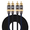 EMK 2 x RCA macho a 2 x RCA macho conector chapado en oro Nylon trenzado cable de audio coaxial para TV / amplificador / cine en casa / DVD, longitud del cable: 5 m