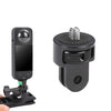 Adaptador de cámara de acción de metal ajustable con tornillo de 1/4 de pulgada (negro)