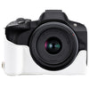 Para Canon EOS R50 1/4 pulgada Rosca PU Cámara de cuero Base de media caja (Blanco)