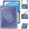 Para iPad 10th Gen 10.9 2022 Heavy Duty Hybrid Tablet Case con asa y correa (gris lavanda)