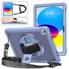 Para iPad 10th Gen 10.9 2022 Heavy Duty Hybrid Tablet Case con asa y correa (gris lavanda)