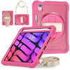 Para iPad mini 6 Estuche híbrido para tableta resistente con asa y correa (rojo rosa)