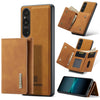 Para Sony Xperia 1 V DG.MING M1 Series Cartera multitarjeta de 3 pliegues + Estuche magnético para teléfono (Marrón)
