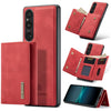 Para Sony Xperia 1 V DG.MING M1 Series Cartera multitarjeta de 3 pliegues + Estuche magnético para teléfono (Rojo)