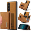 Para Sony Xperia 1 V DG.MING M2 Series Bolsa multitarjeta de 3 pliegues + Estuche magnético para teléfono (marrón)
