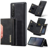 Para Sony Xperia 10 V DG.MING M2 Series Bolsa multitarjeta de 3 pliegues + Estuche magnético para teléfono (Negro)