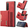 Para Sony Xperia 10 V DG.MING M2 Series Bolsa multitarjeta de 3 pliegues + Estuche magnético para teléfono (Rojo)