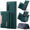 Para Sony Xperia 10 V DG.MING M2 Series Bolsa multitarjeta de 3 pliegues + Estuche magnético para teléfono (Verde)