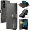 Para Sony Xperia 1 V DG.MING Crazy Horse Texture Estuche de teléfono de cuero magnético desmontable (gris)