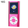 Reproductor MP4 de metal con pantalla TFT de 1,8 pulgadas con tarjeta TF de 16G + auricular + cable (rosa roja)