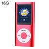 Reproductor MP4 de metal con pantalla TFT de 1,8 pulgadas con tarjeta TF de 16G + auricular + cable (rojo)