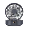 Ventilador montado en la pared con cabeza giratoria WSK302 4000mAh con luz nocturna (negro)