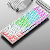XUNFOX K30 Teclado mecánico con cable transparente de 61 teclas con iluminación negra (blanco)