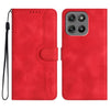 Funda de cuero con diseño de corazón para Motorola Moto G67 Power 5G (roja)
