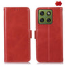 Funda magnética de piel auténtica con textura Crazy Horse y protección RFID para Motorola Edge 70 5G (Roja)