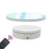 Soporte de exhibición giratorio eléctrico con espejo de 22 cm, accesorios para grabación de vídeo en vivo, placa giratoria con control remoto (blanco)