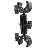 Abrazaderas de cangrejo de dos cabezales para motocicleta, montaje fijo en manillar, longitud: 22 cm